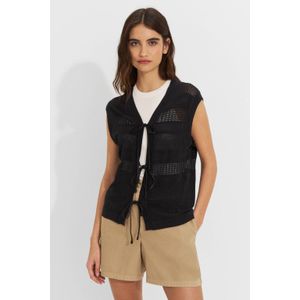 Ruby - Crochet Gilet - Zwart - Mouwloos - V-hals - Striksluiting