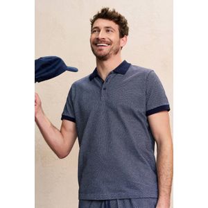 Anytime - Polo - Marine - Ingebreid Patroon