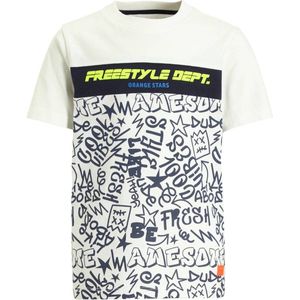 Orange Stars - T-shirt - Wit - Graffiti Print