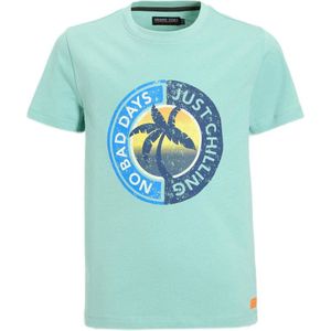 Orange Stars T-shirt Pauro met printopdruk cyaan
