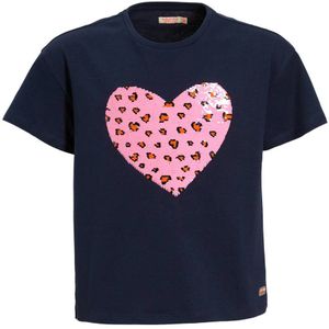 Orange Stars - T-shirt - Katoen - Ronde Hals - Korte Mouwen - Pailletten Print