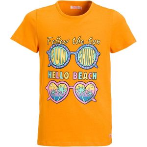 Orange Stars - T-shirt - Zacht Katoen - Meisjes - Leuke Print van een Bril