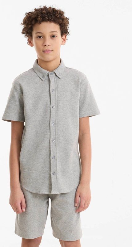 anytime - Shirt Waffle - Grijs - Poloshirt