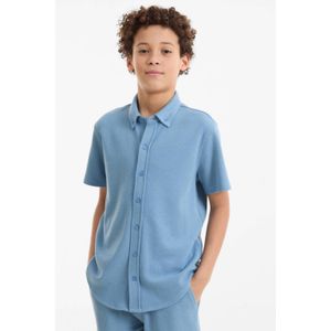 anytime - Shirt Waffle - Blauw - Poloshirt