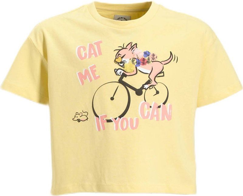 Me & My Monkey - T-shirt - Geel - Katoen - Printopdruk