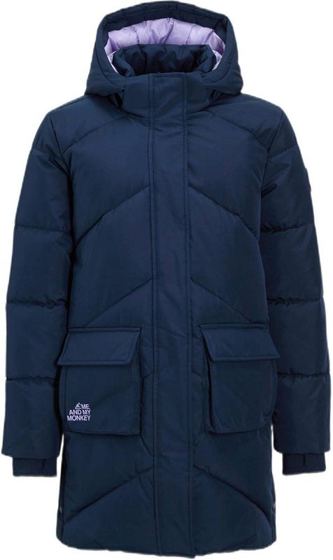 Me & My Monkey - Lange Hooded Puffer Jas - Paars - Gewatteerd