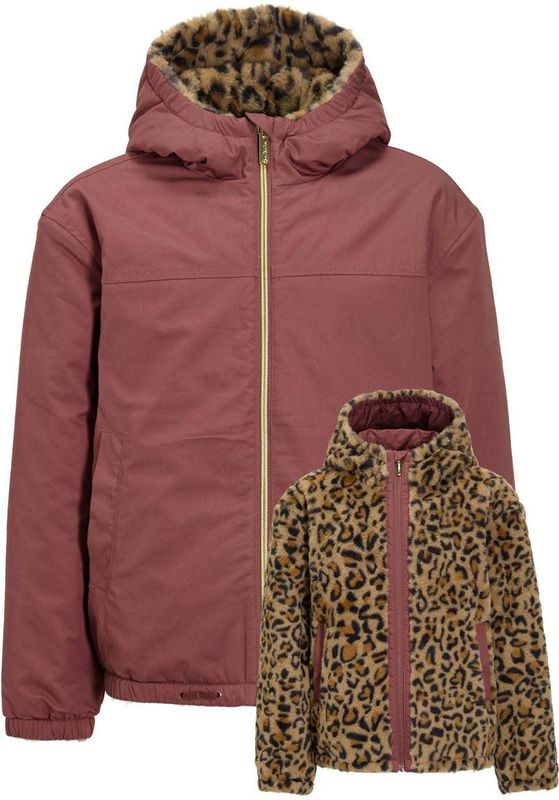 Me & My Monkey - Reversible Puffer Jas - Roze/Panterprint - Voor Meisjes