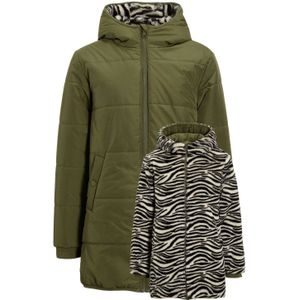 anytime - Gewatteerde Reversible Jas - Zebra/Khaki - Voor Meisjes