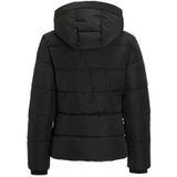 Anytime - Korte Gewatteerde Jas - Zwart - Polyester - Capuchon met Panterprint