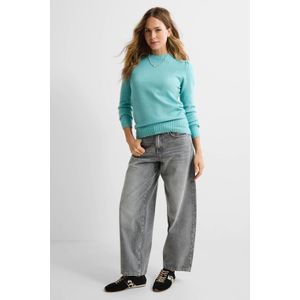 Anytime - Gebreide Trui - Lichtblauw - Pofmouwen