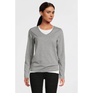 Anytime - Longsleeve - Grijs Melange - V-hals - Dames - Value-collectie
