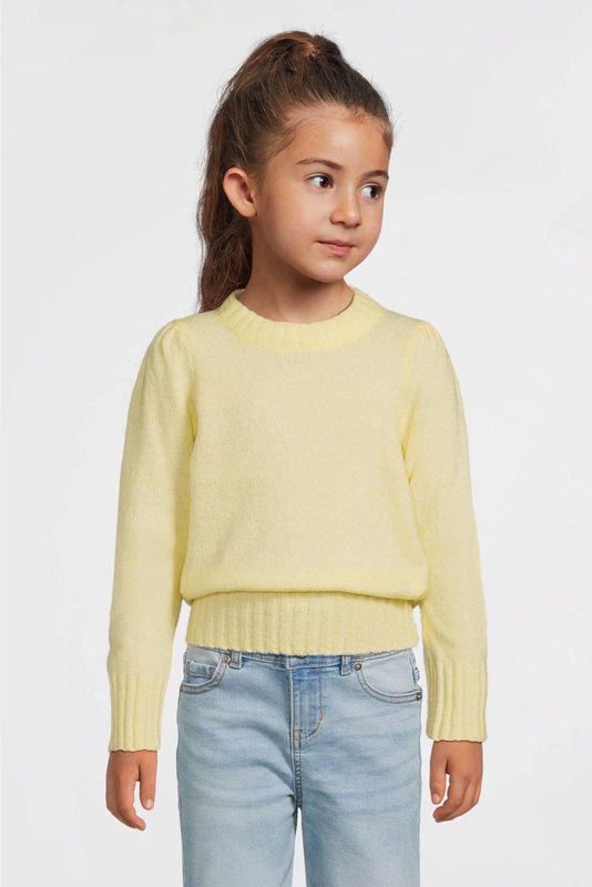 anytime - Gebreide Trui - Geel - Pofmouwen