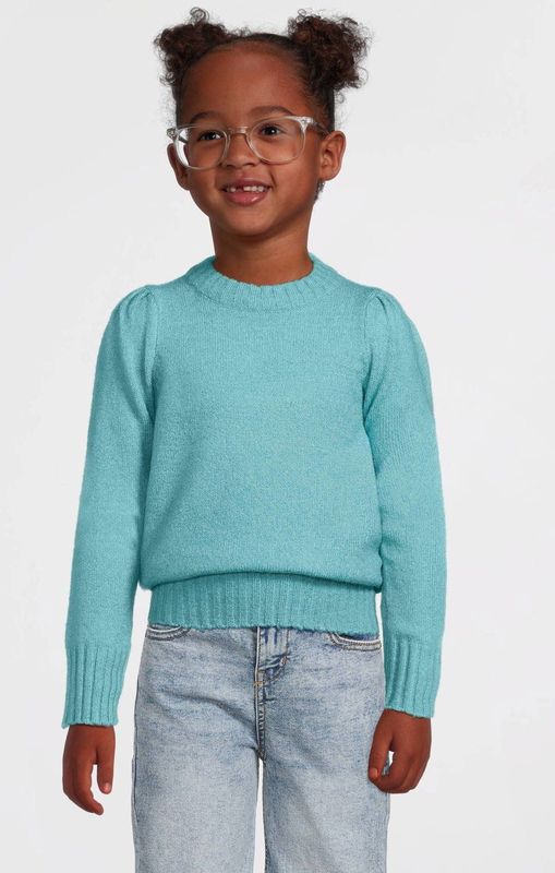 anytime - Gebreide Trui - Blauw - Pofmouwen