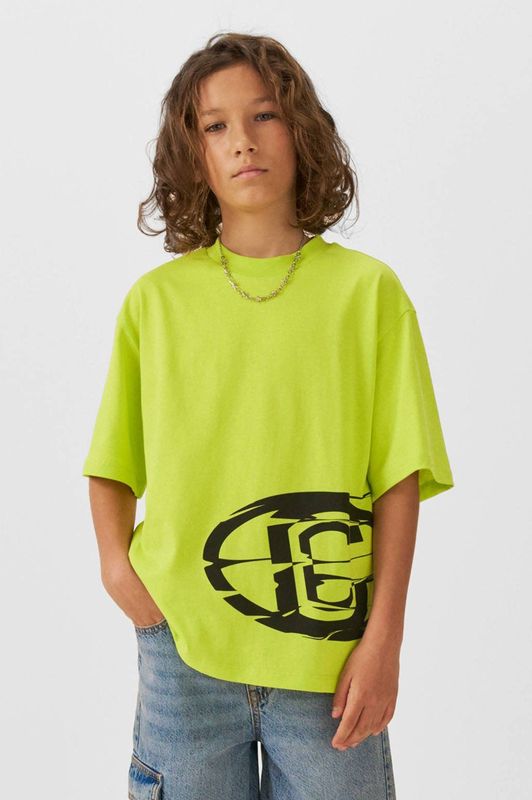 Coolcat - T-shirt Jonas - Printopdruk - Lime - Katoen