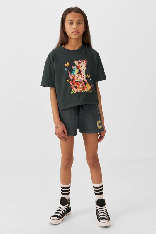 Coolcat - Steffie - Korte Broek - Donkergrijs - Met Printopdruk