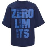 Coolcat - T-shirt Owen - Blauw - Oversized - Katoen - Ronde Hals - Korte Mouwen