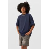 Coolcat - T-shirt Owen - Blauw - Oversized - Katoen - Ronde Hals - Korte Mouwen