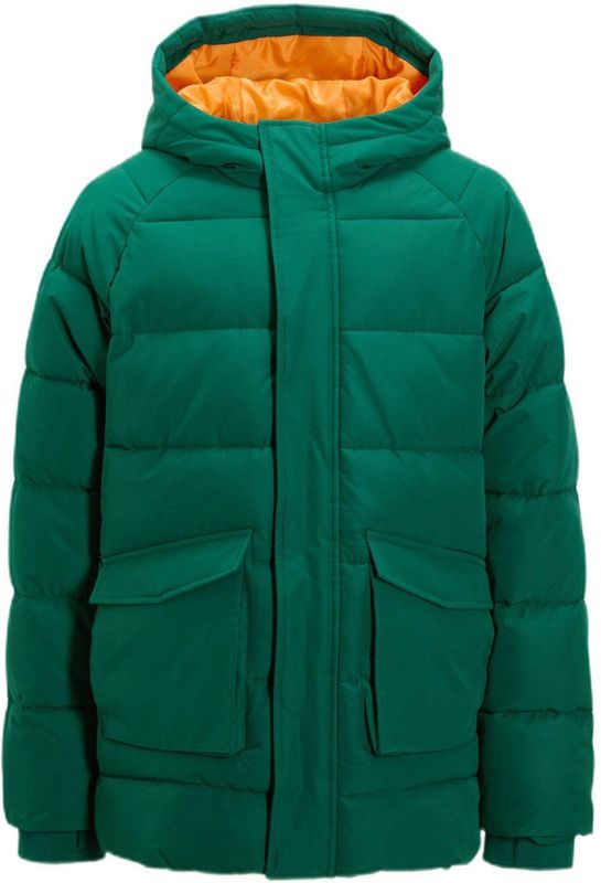 Anytime - Gewatteerde Jas - Donkergroen - Met Capuchon - Steekzakken