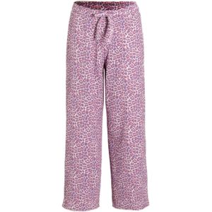 Anytime - Wide Leg Crinkle Broek - Panterprint - Roze