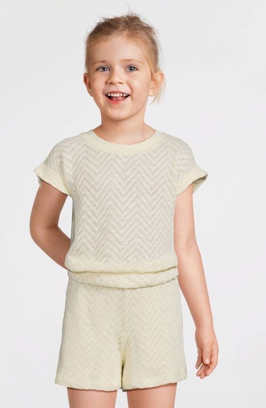 Anytime - Mouwloze Top - Off-White - Katoen - Ingebreid Patroon