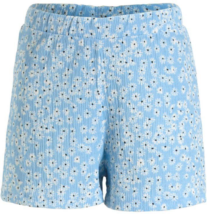 Anytime - Crinkle Short - Lichtblauw - Bloemenprint