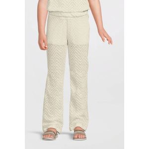 Anytime - Flared Broek - Off-White - Katoen - Ingebreid Patroon