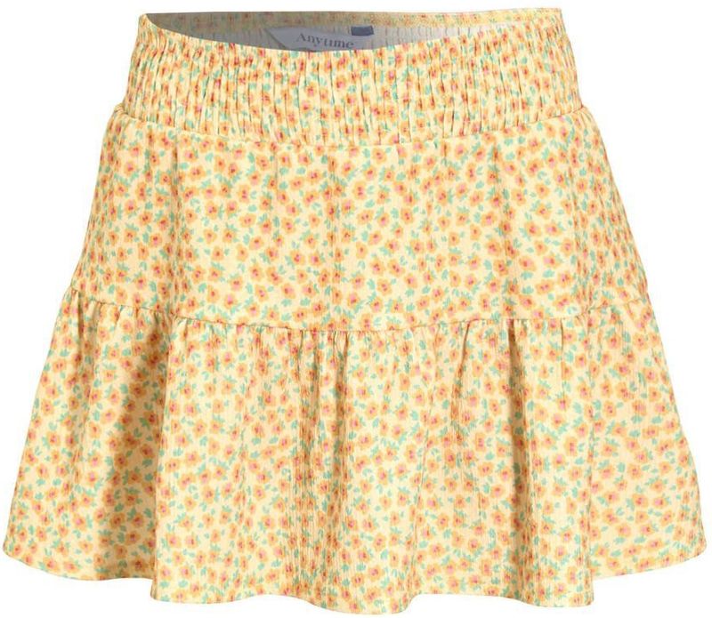 Anytime - Crinkle Skort - Geel - Bloemenprint