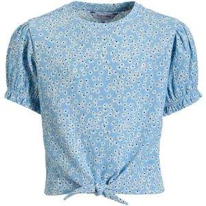 Anytime - Crinkle Top - Lichtblauw - Met Bloemenprint