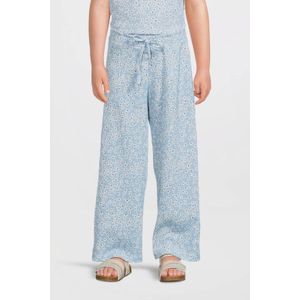 Anytime - Wide Leg Crinkle Broek - Lichtblauw - Bloemenprint
