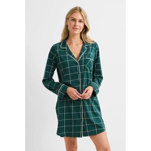 Dreamcovers - Nachthemd - Donkergroen - Lange Mouwen - Reverskraag