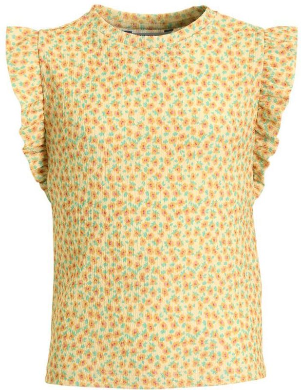 Anytime - Crinkle Top - Geel - Met Ruffles - Bloemenprint
