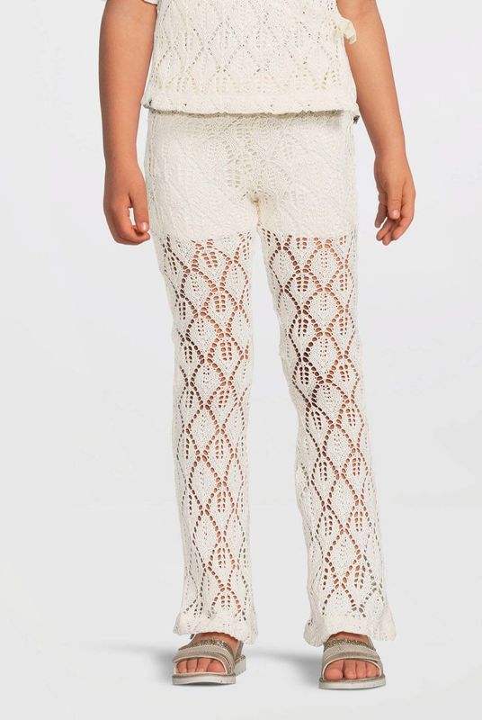 Me & My Monkey - Crochet Flared Broek - Crème - Gehaakte Katoenmix