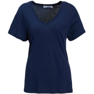 Anytime - Loose Fit T-shirt - Donkerblauw - V-hals - Korte Mouwen