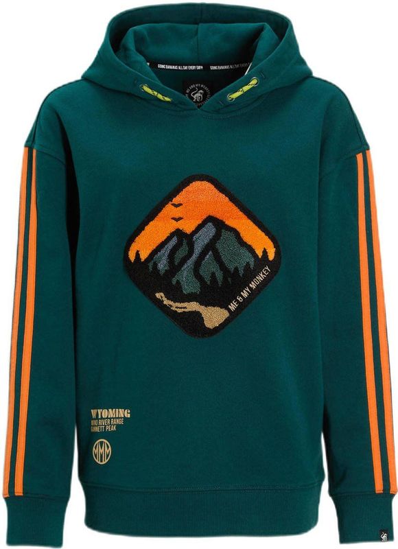 Me & My Monkey - Hoodie - Donkergroen - Met Chenille Patch