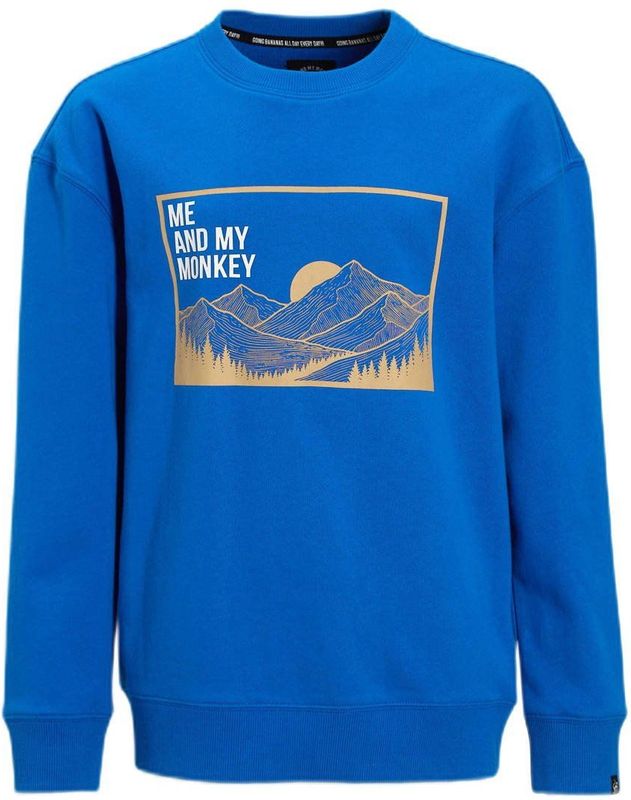 Me & My Monkey - Trui - Kobaltblauw - Met Printopdruk