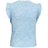 Anytime - Crinkle Top - Blomenprint - Lichtblauw - Luchtige Stof