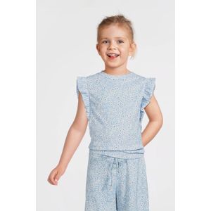 Anytime - Crinkle Top - Blomenprint - Lichtblauw - Luchtige Stof