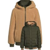 Anytime - Korte Gewatteerde Reversible Jas - Khaki - Voor Jongens