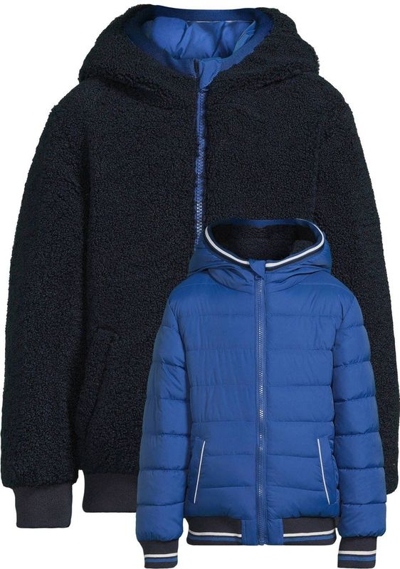 Anytime - Korte Gewatteerde Reversible Jas - Blauw