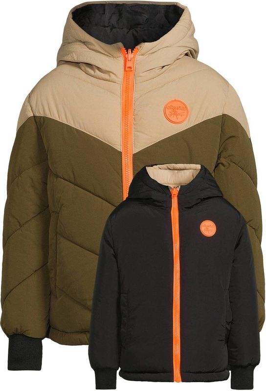 Orange Stars - Otis - Gewatteerde Jas - Khaki/beige/zwart - Reversible