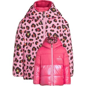 Orange Stars - Isa - Reversible Jas - Bloemenprint - Capuchon - Lange Mouwen - Colourblock Detail