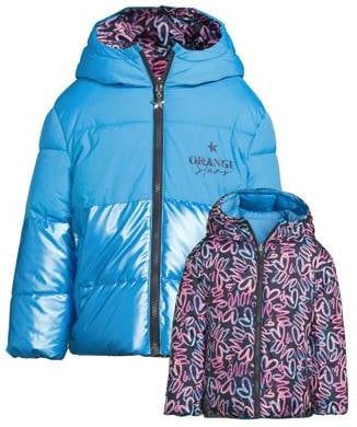 Orange Stars - Isa - Reversible Jas - All-over Print - Polyester - Capuchon - Lange Mouwen