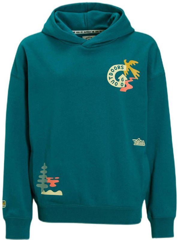 Me & My Monkey - Hoodie Ava - Donkergroen - Met Printopdruk