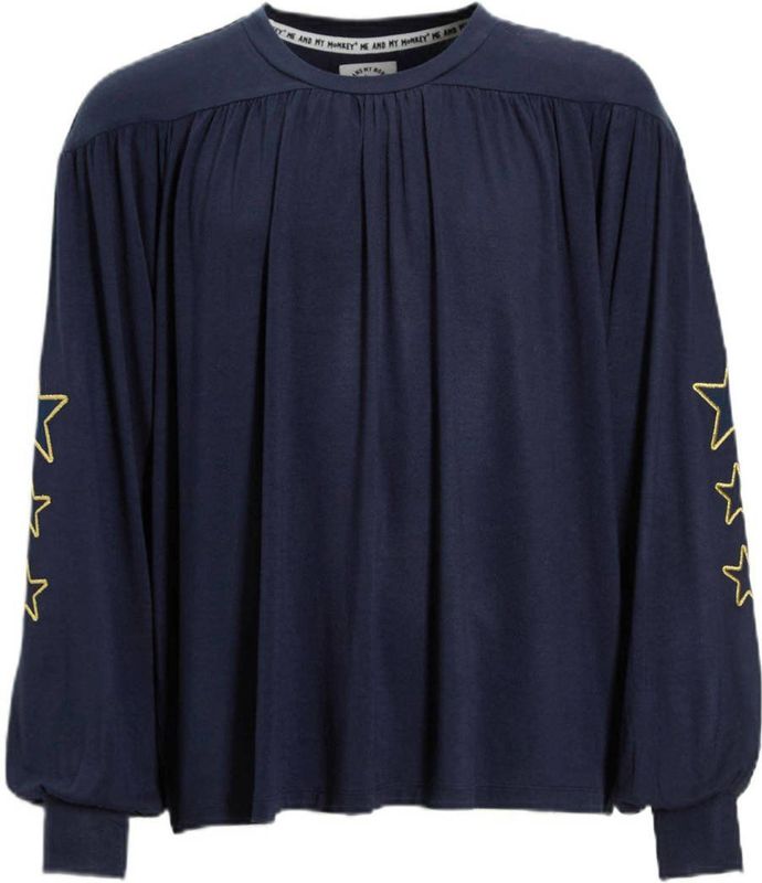 Me & My Monkey - Top - Donkerblauw - Met Sterren - Lange Mouwen