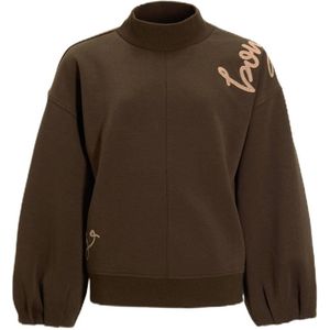 Me & My Monkey sweater met borduursel donkerbruin