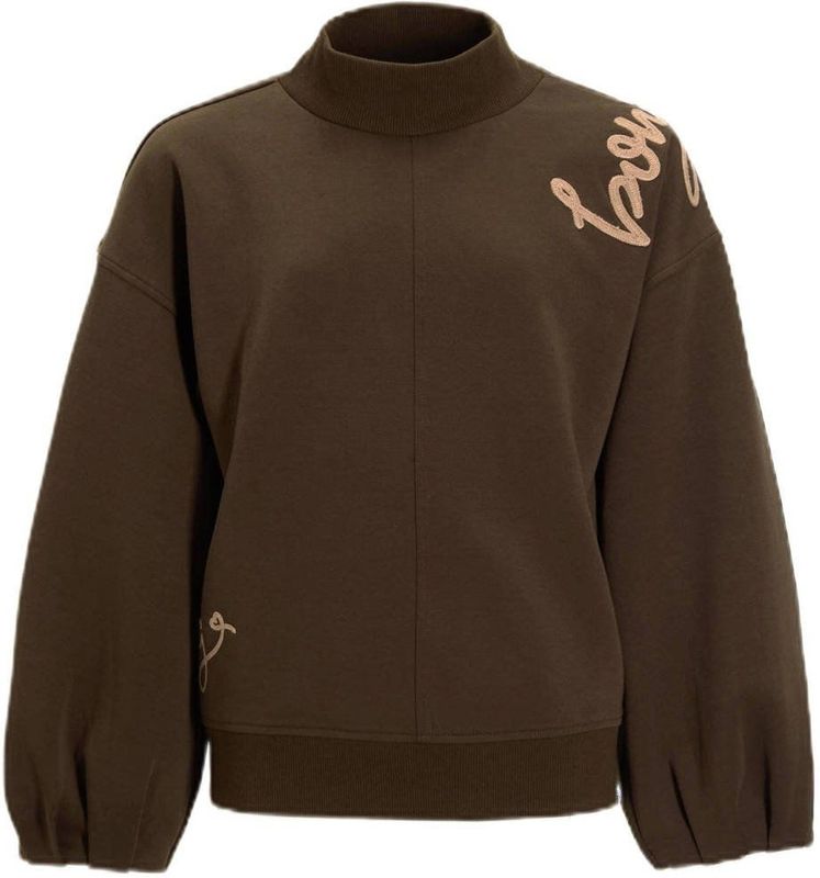 Me & My Monkey sweater met borduursel donkerbruin