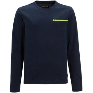 Orange Stars - Longsleeve - Donkerblauw - Met Printopdruk - Ronde Hals