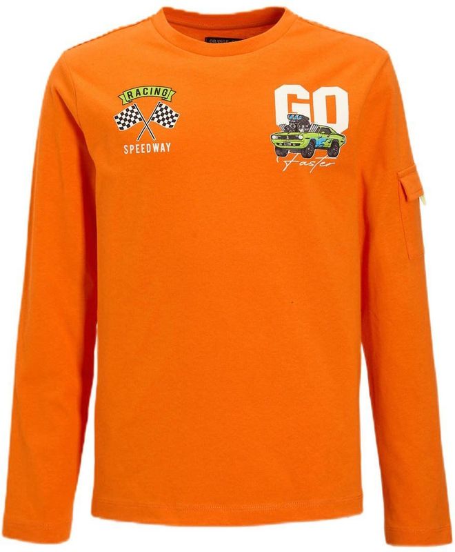 Orange Stars - Longsleeve - Oranje - Met Borstzakje en Printopdruk