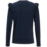 Orange Stars - Longsleeve - Donkerblauw - Glitterprint - Ronde Hals - Ruches