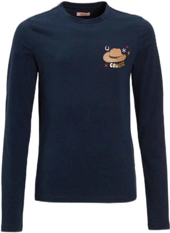 Orange Stars - Longsleeve - Navy - Met Glitterprint Cowboyhoed